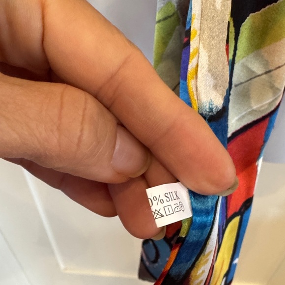 Colorful Abstract Silk Scarf - Picture 4 of 4